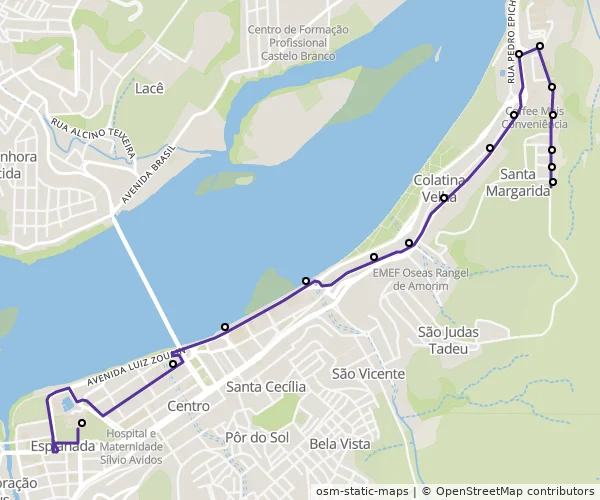 Mapa do itinerário da linha