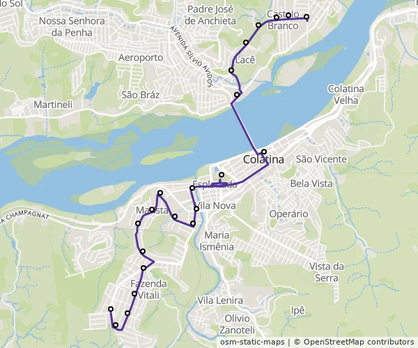 Mapa do itinerário da linha