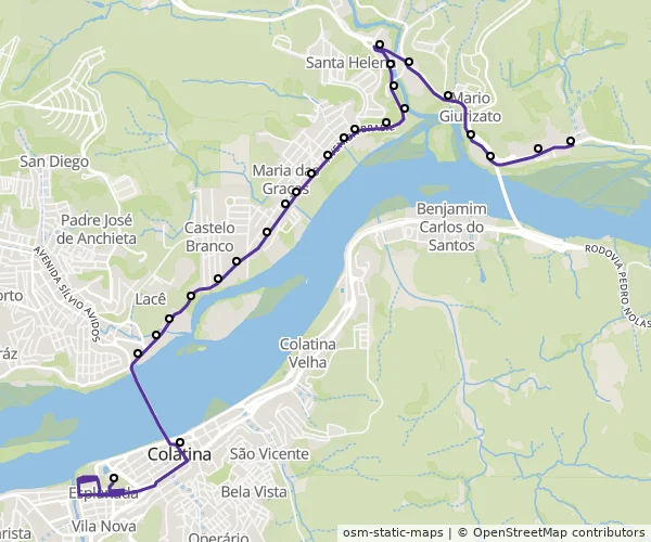 Mapa do itinerário da linha