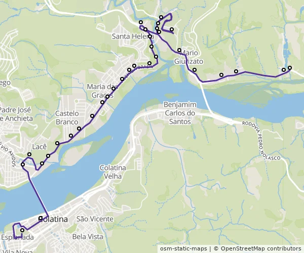 Mapa do itinerário da linha