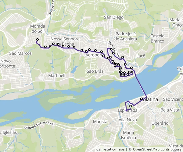 Mapa do itinerário da linha