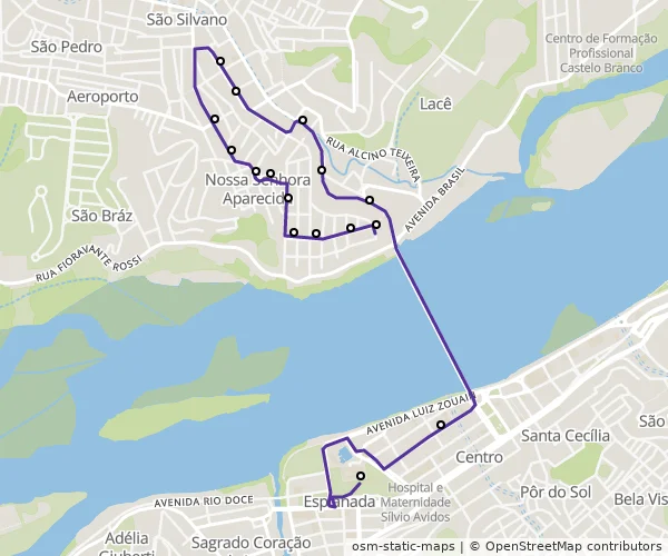 Mapa do itinerário da linha
