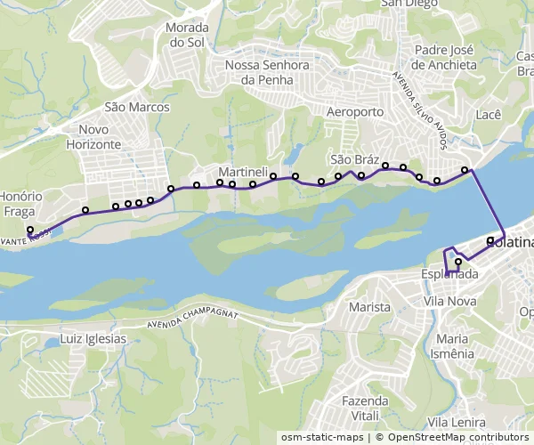 Mapa do itinerário da linha