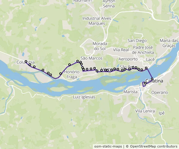 Mapa do itinerário da linha