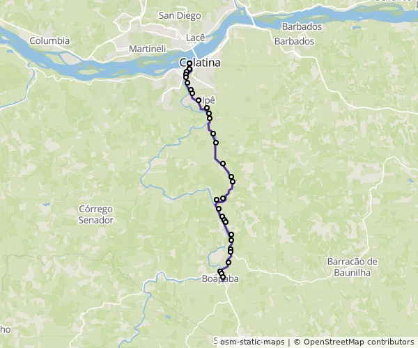 Mapa do itinerário da linha