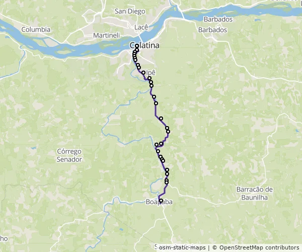 Mapa do itinerário da linha