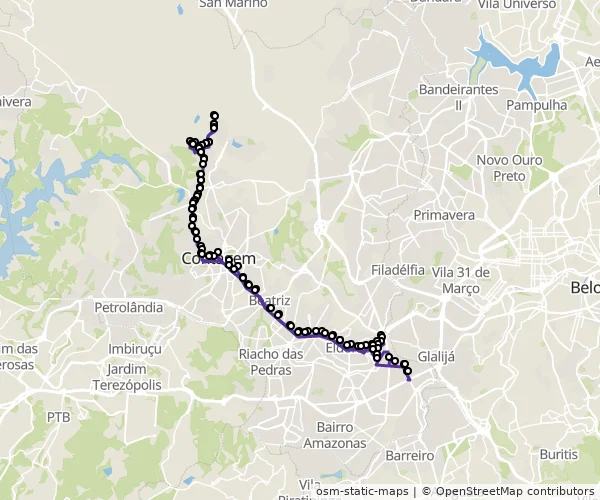 Mapa do itinerário da linha
