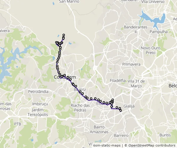 Mapa do itinerário da linha