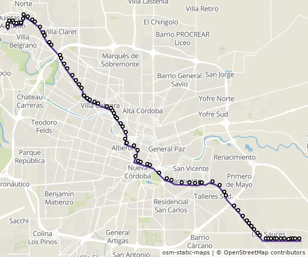 Mapa do itinerário da linha