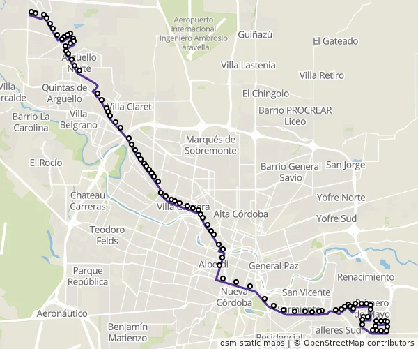 Mapa do itinerário da linha