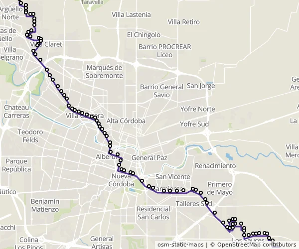 Mapa do itinerário da linha