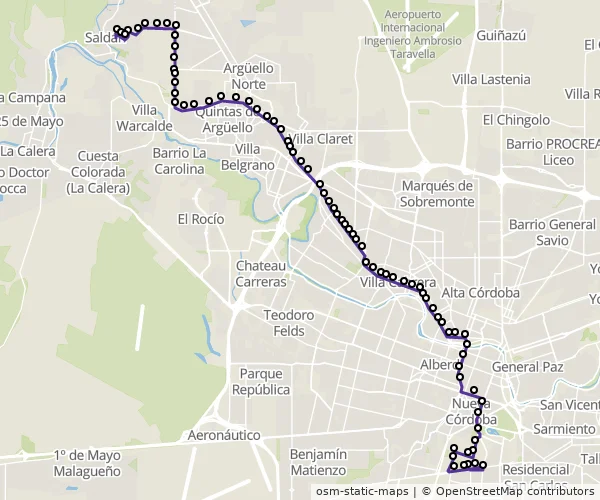 Mapa do itinerário da linha