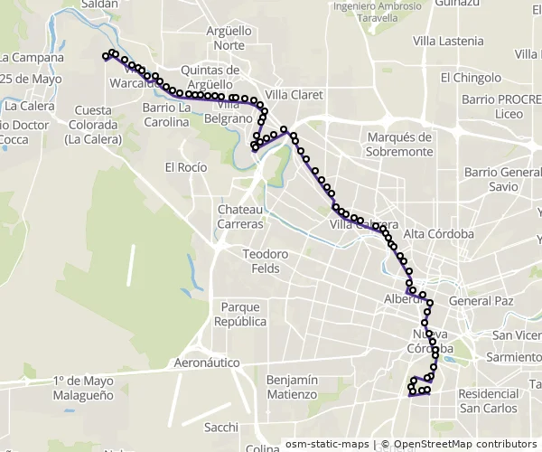Mapa do itinerário da linha