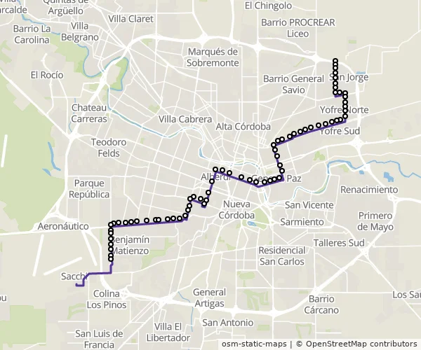Mapa do itinerário da linha