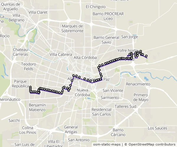 Mapa do itinerário da linha
