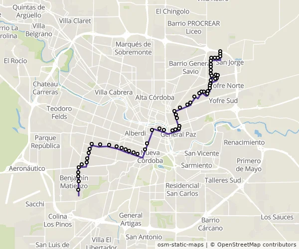 Mapa do itinerário da linha