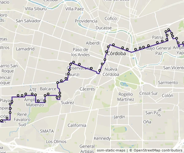 Mapa do itinerário da linha
