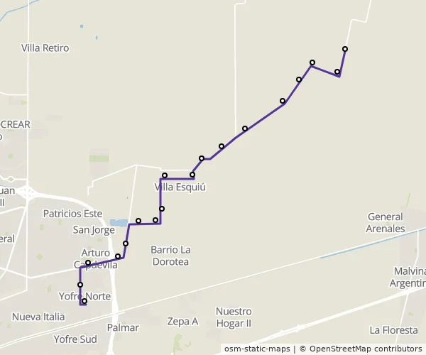 Mapa do itinerário da linha