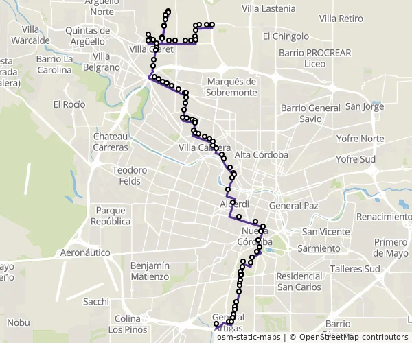 Mapa do itinerário da linha