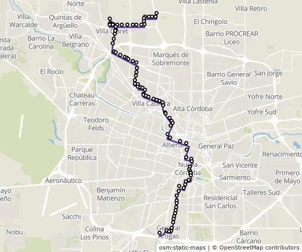 Mapa do itinerário da linha
