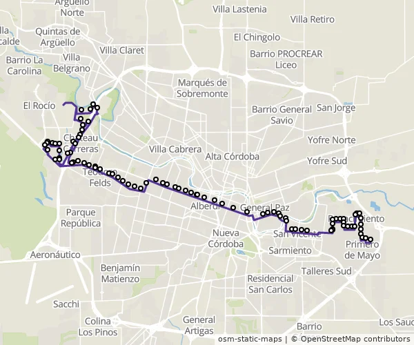 Mapa do itinerário da linha