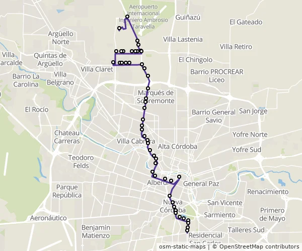 Mapa do itinerário da linha