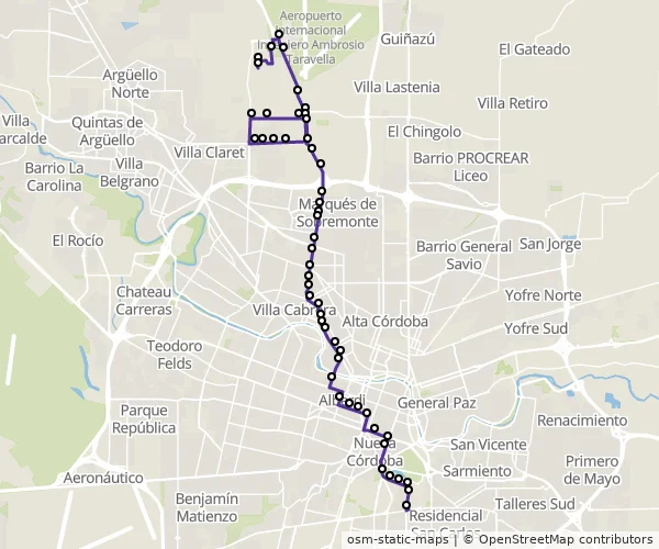 Mapa do itinerário da linha