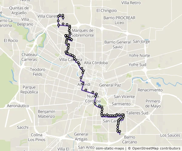 Mapa do itinerário da linha