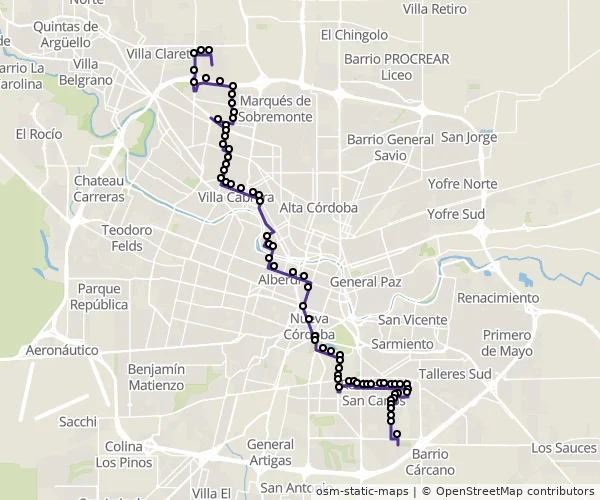 Mapa do itinerário da linha