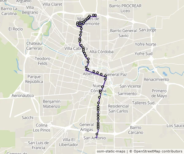 Mapa do itinerário da linha