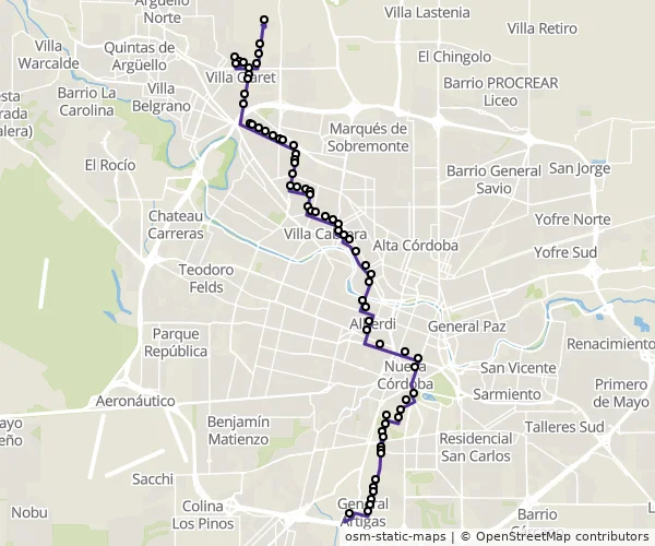Mapa do itinerário da linha