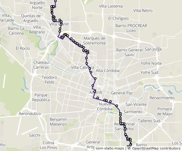 Mapa do itinerário da linha