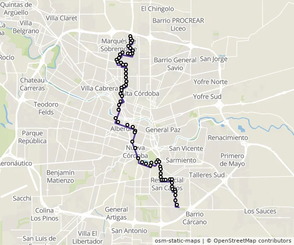 Mapa do itinerário da linha
