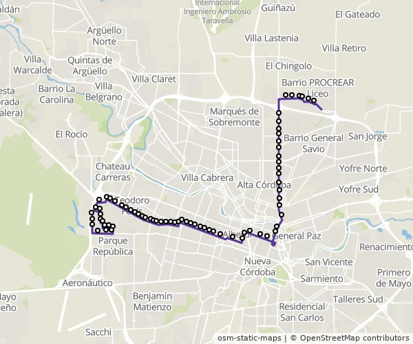 Mapa do itinerário da linha