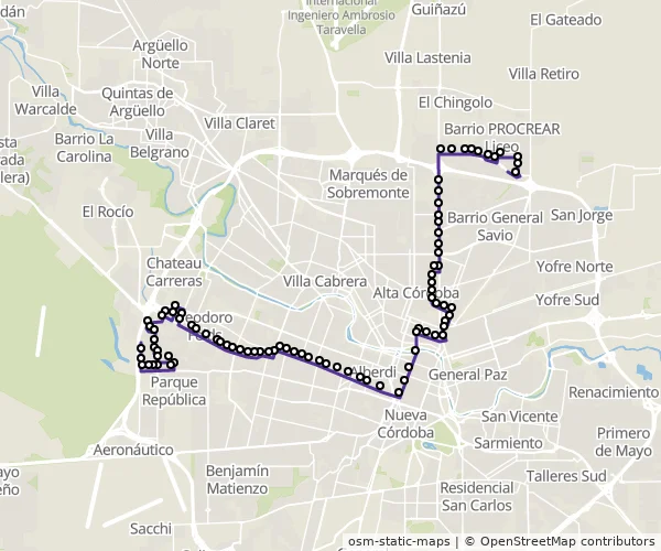 Mapa do itinerário da linha
