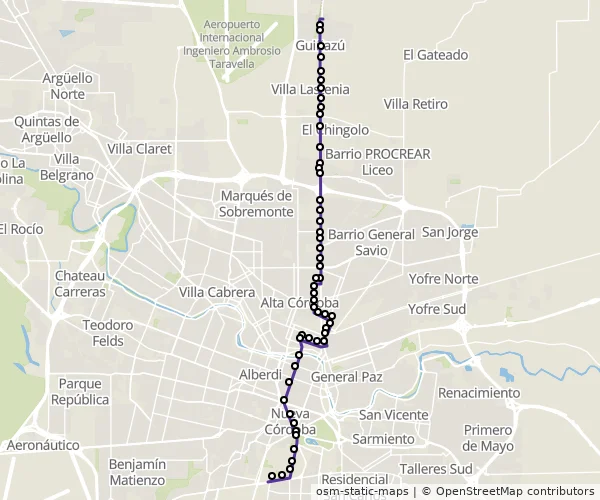 Mapa do itinerário da linha