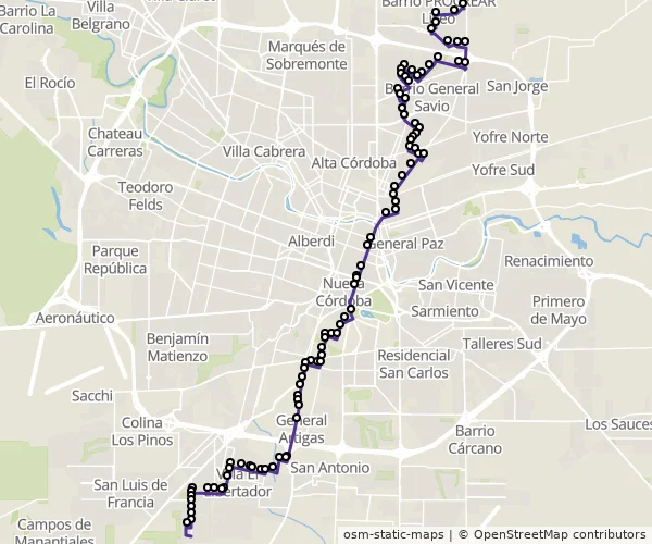 Mapa do itinerário da linha