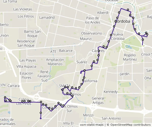 Mapa do itinerário da linha