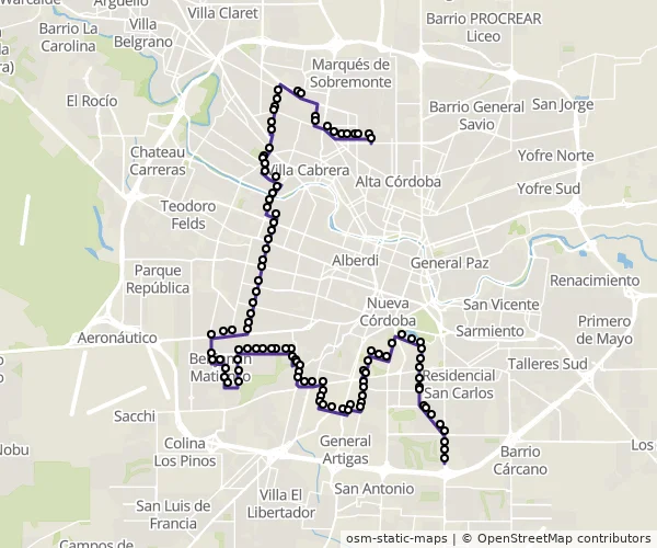 Mapa do itinerário da linha