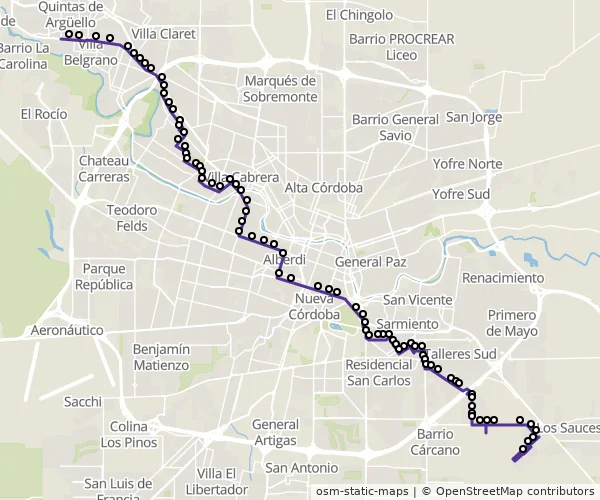 Mapa do itinerário da linha