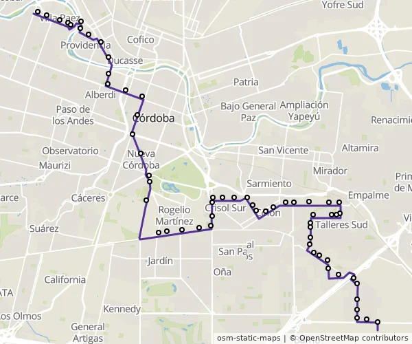 Mapa do itinerário da linha