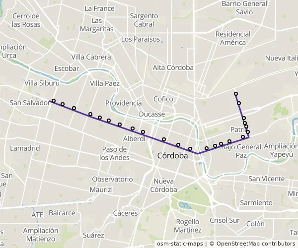 Mapa do itinerário da linha