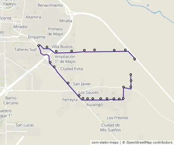 Mapa do itinerário da linha