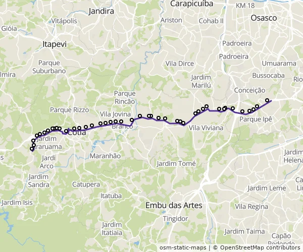 Mapa do itinerário da linha