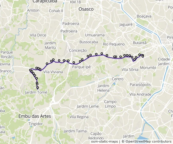 Mapa do itinerário da linha