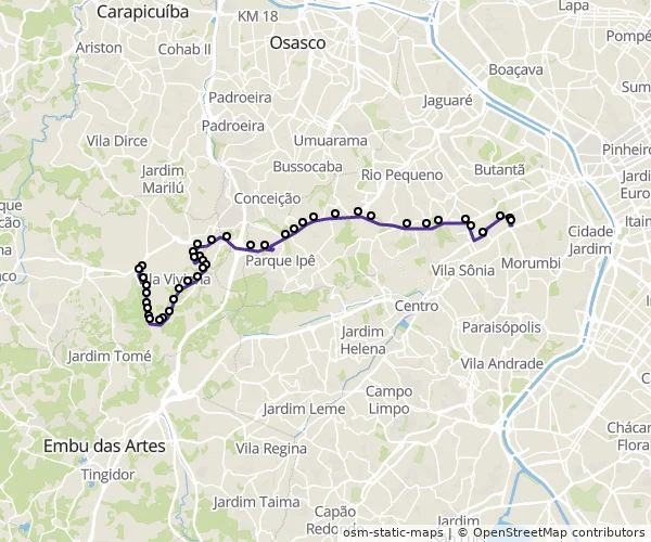 Mapa do itinerário da linha