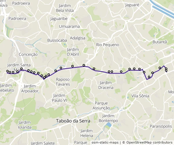 Mapa do itinerário da linha