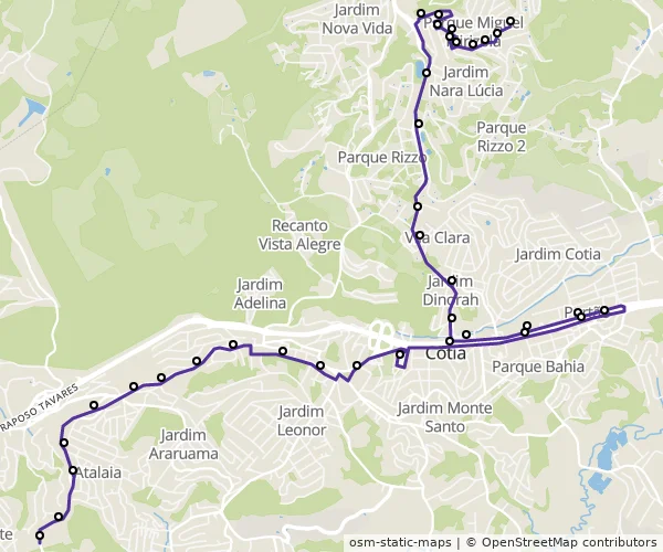 Mapa do itinerário da linha