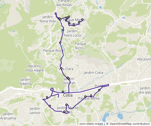 Mapa do itinerário da linha
