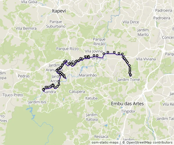Mapa do itinerário da linha